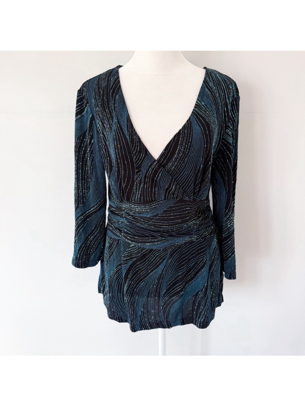 Vintage Women Y2K Glitter Sparkle Peplum Top Size 12 Holiday Glam Fairy Grunge